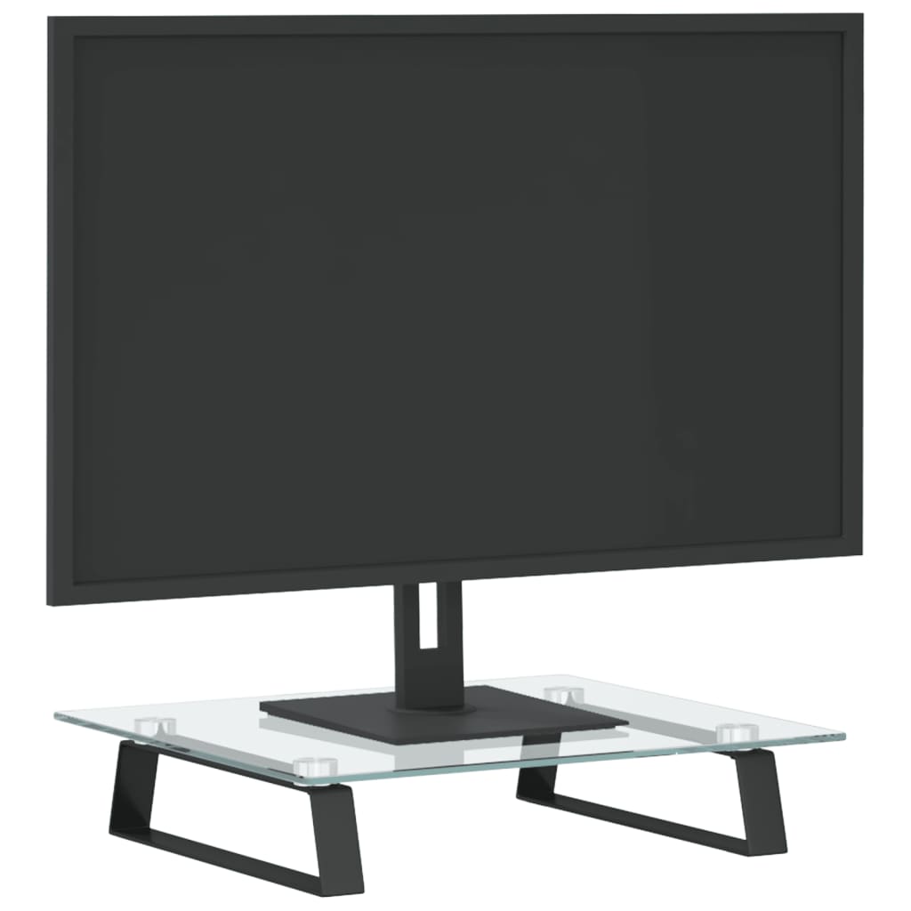 VidaXL support pour moniteur 40x35x8 cm verre trempé et métal noir