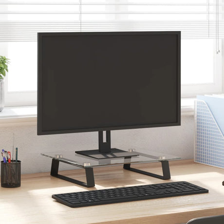 VidaXL support pour moniteur 40x35x8 cm verre trempé et métal noir