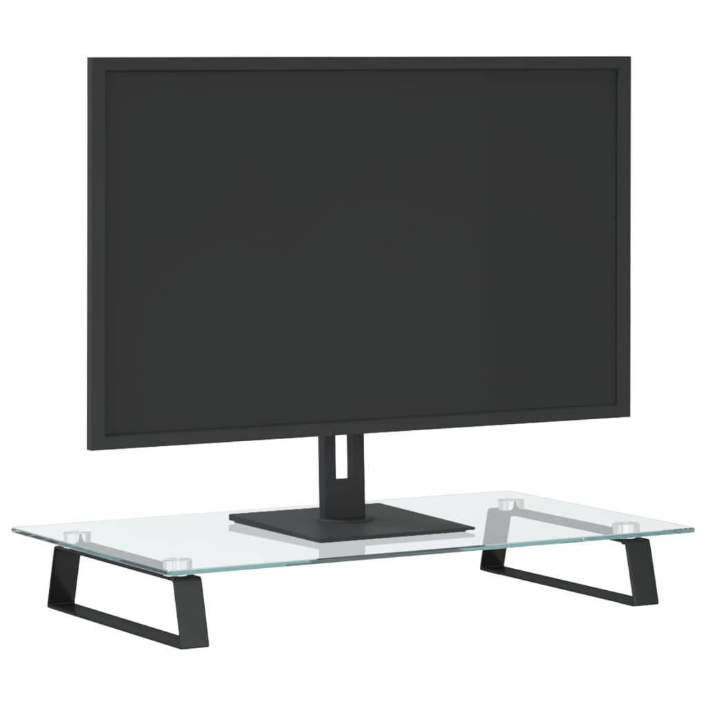 Vidaxxl support pour moniteur 60x35x8 cm verre trempé et métal noir