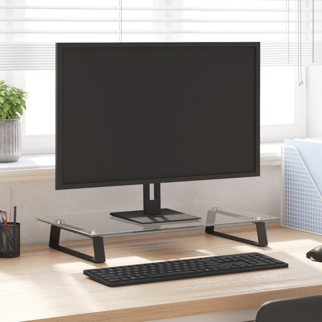 Vidaxxl support pour moniteur 60x35x8 cm verre trempé et métal noir