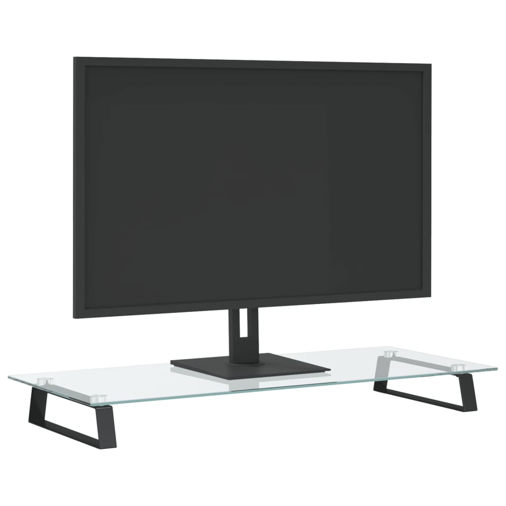 Vidaxxl support pour moniteur 80x35x8 cm verre trempé et métal noir