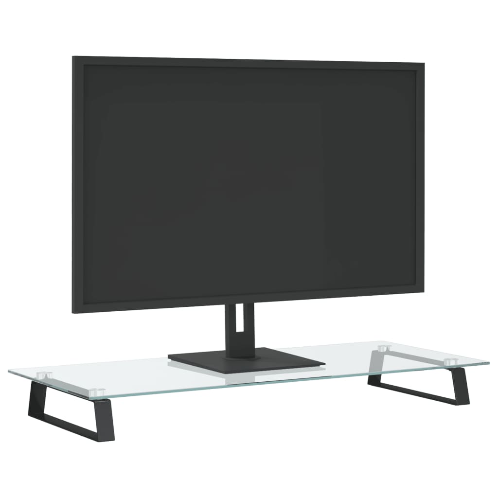 Stojak na monitor vidaxl 80x35x8 cm hartowany szkło i metalowy czarny