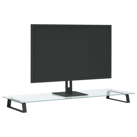 VidaXL support pour moniteur 100x35x8 cm verre trempé et métal noir