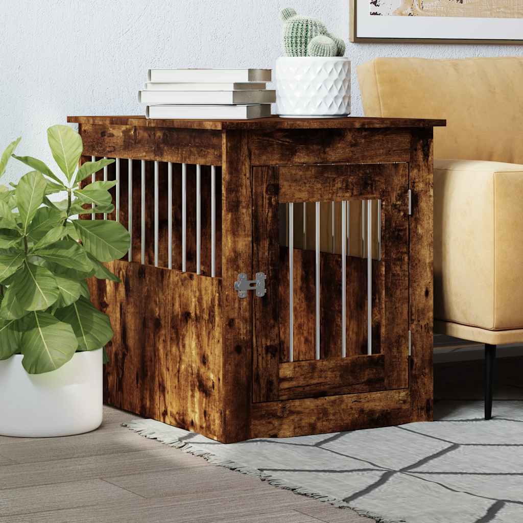 Vidaxxl cage pour chien 55x75x65 cm bois travaillé, chêne fumé
