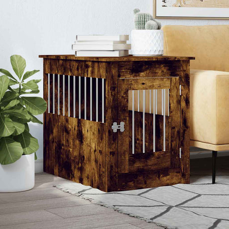 Vidaxxl cage pour chien 55 x 80 x 68 cm bois traité, chêne fumé