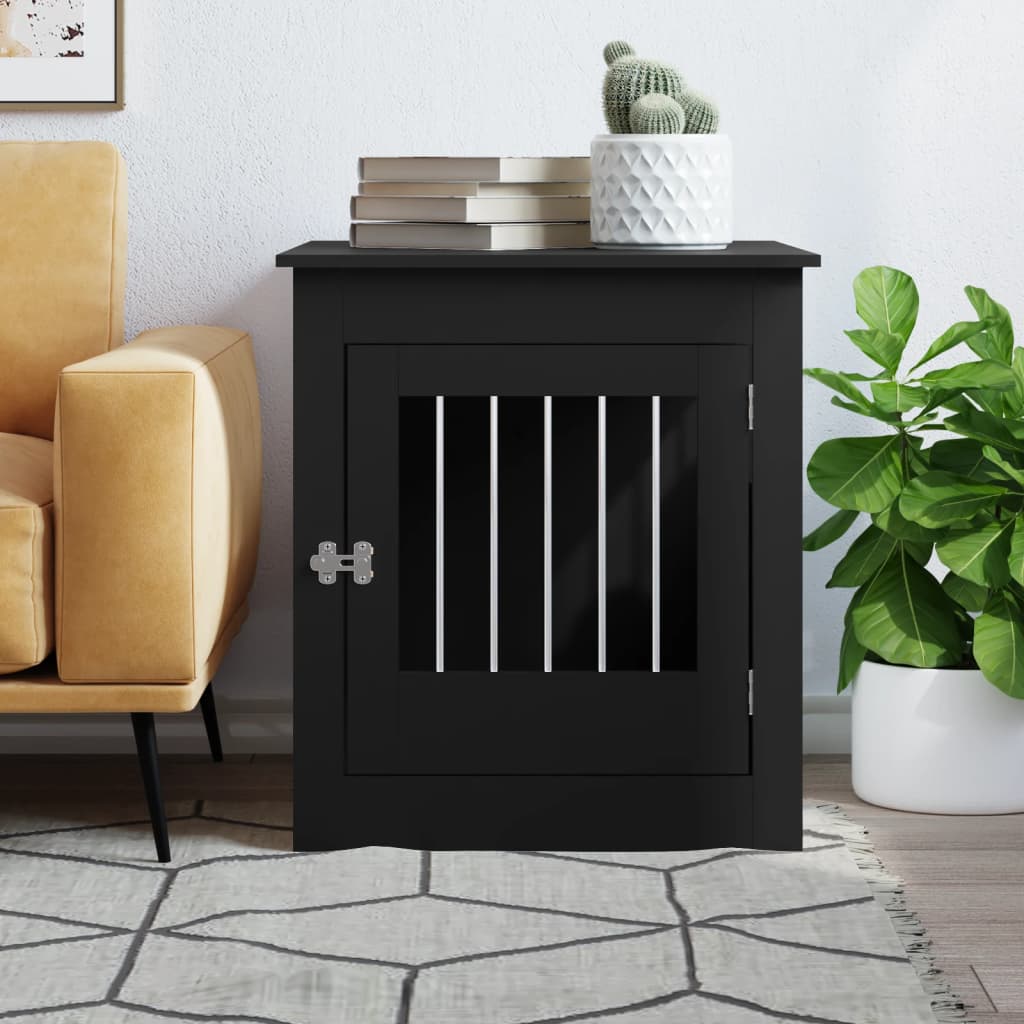 Vidaxxl cage pour chien 64,5x80x71 cm bois fini noir