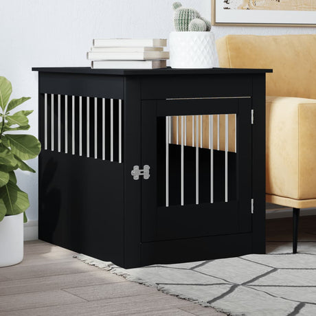 Vidaxxl cage pour chien 64,5x80x71 cm bois fini noir