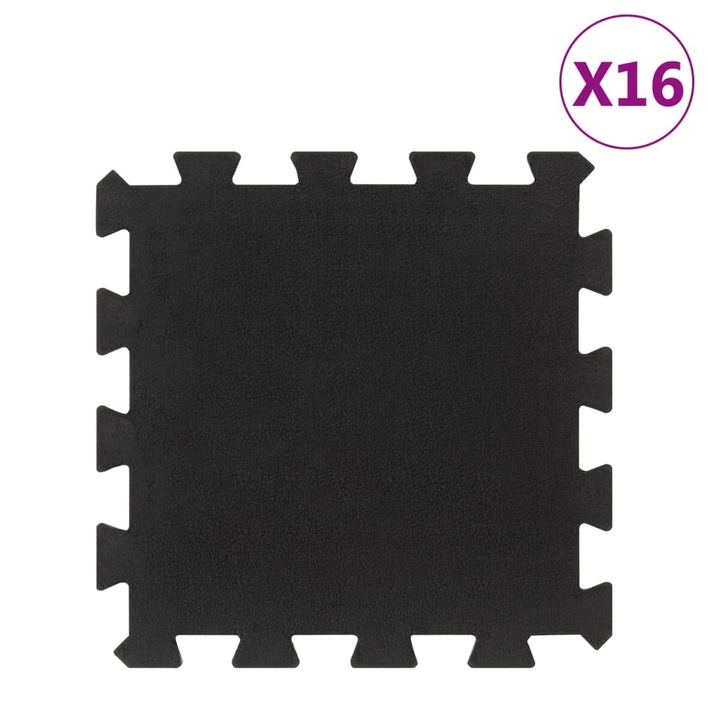 Carreaux de caoutchouc vidaxl 16 st 16 mm 30x30 cm noir