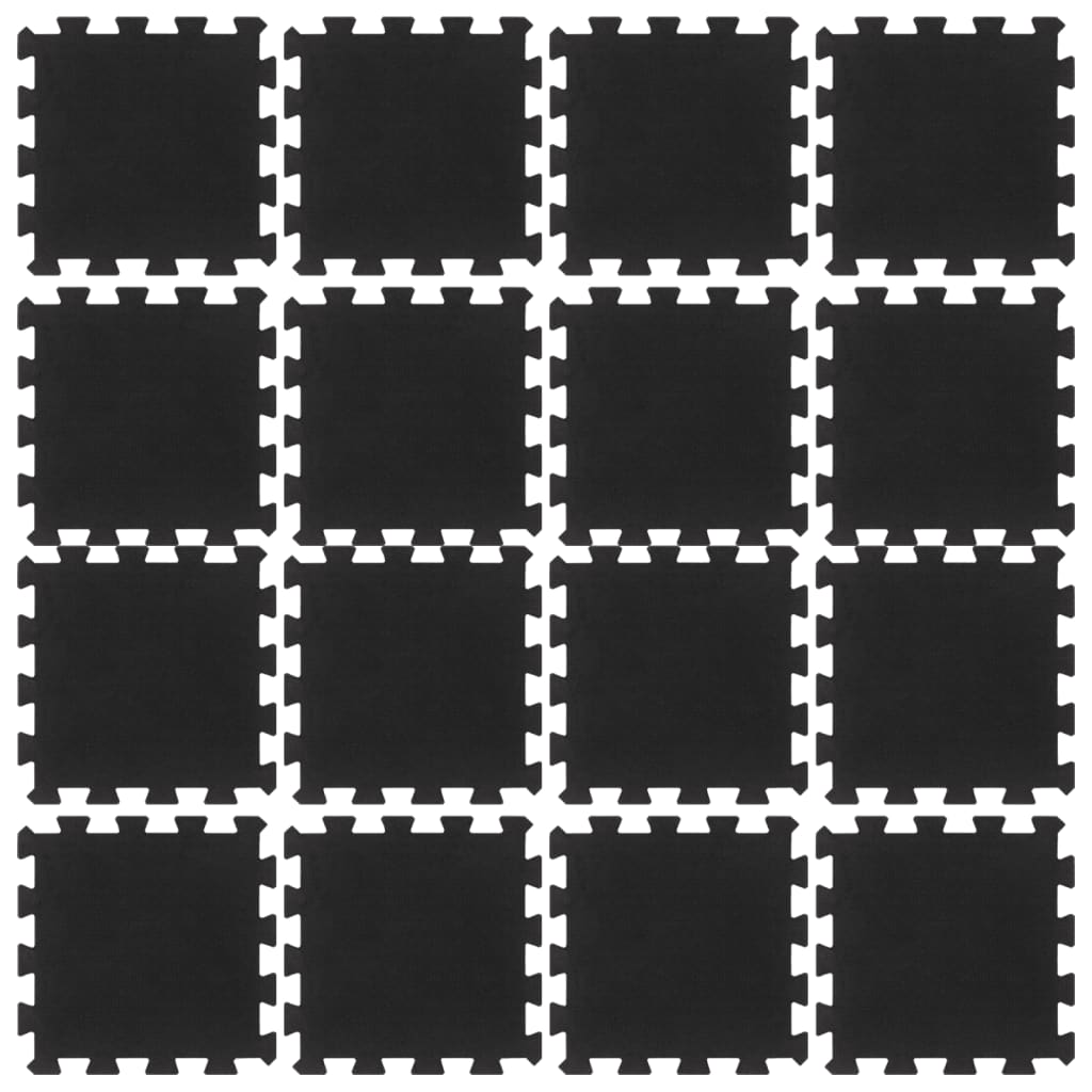 Carreaux de caoutchouc vidaxl 16 st 16 mm 30x30 cm noir