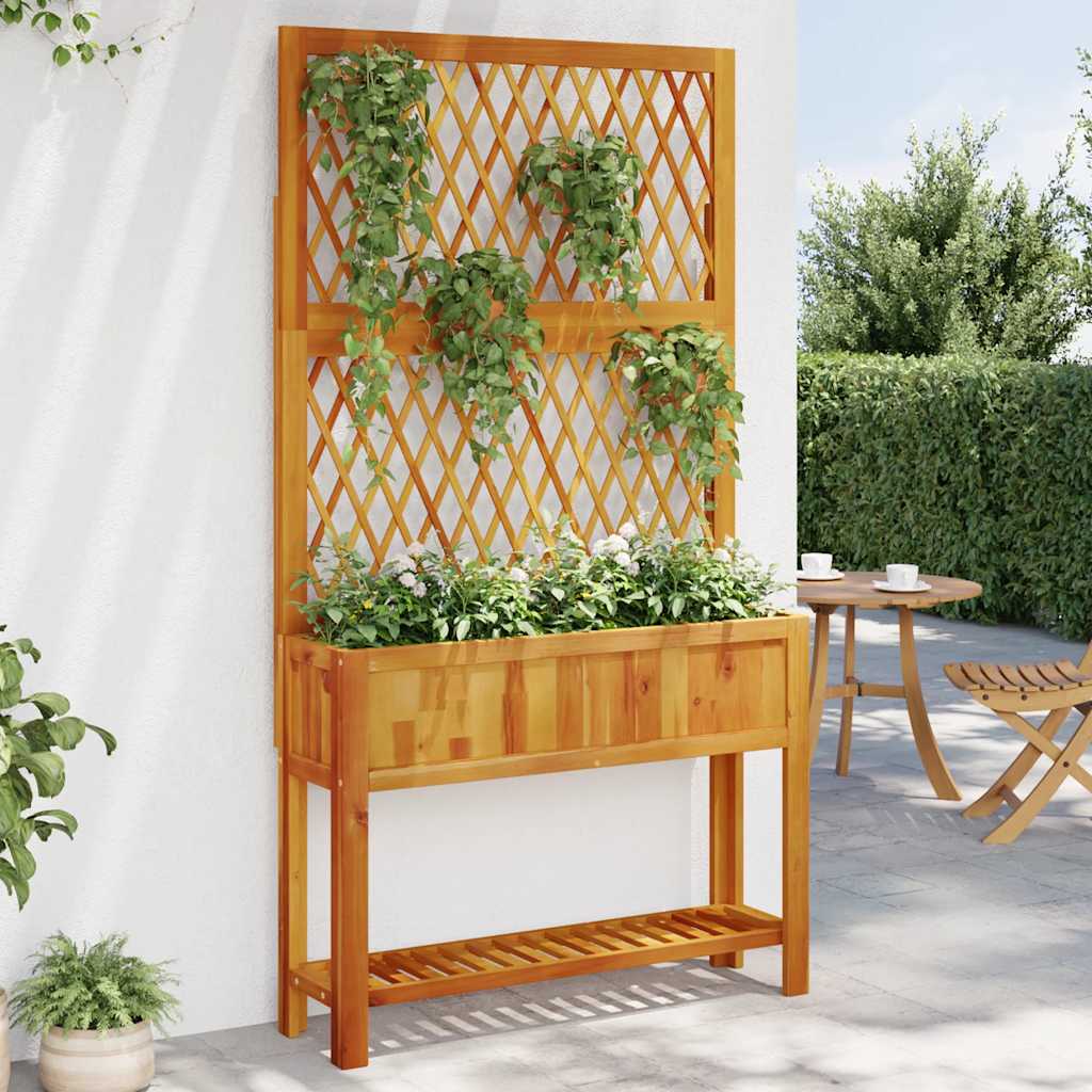 Vidaxx jardinière avec treillis et étagère 100x32x185 cm bois d'acacia
