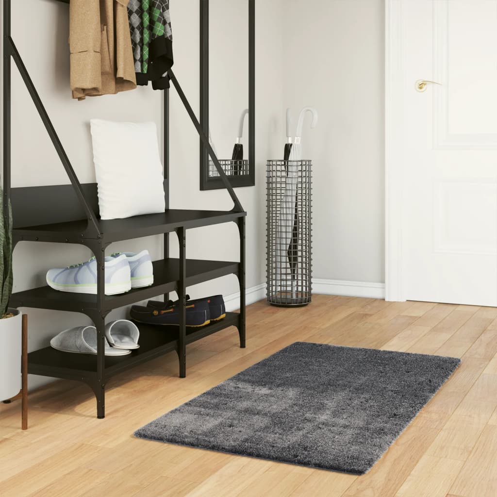 VidaXL tapis huarte poils courts doux lavable 60x110 cm anthracite