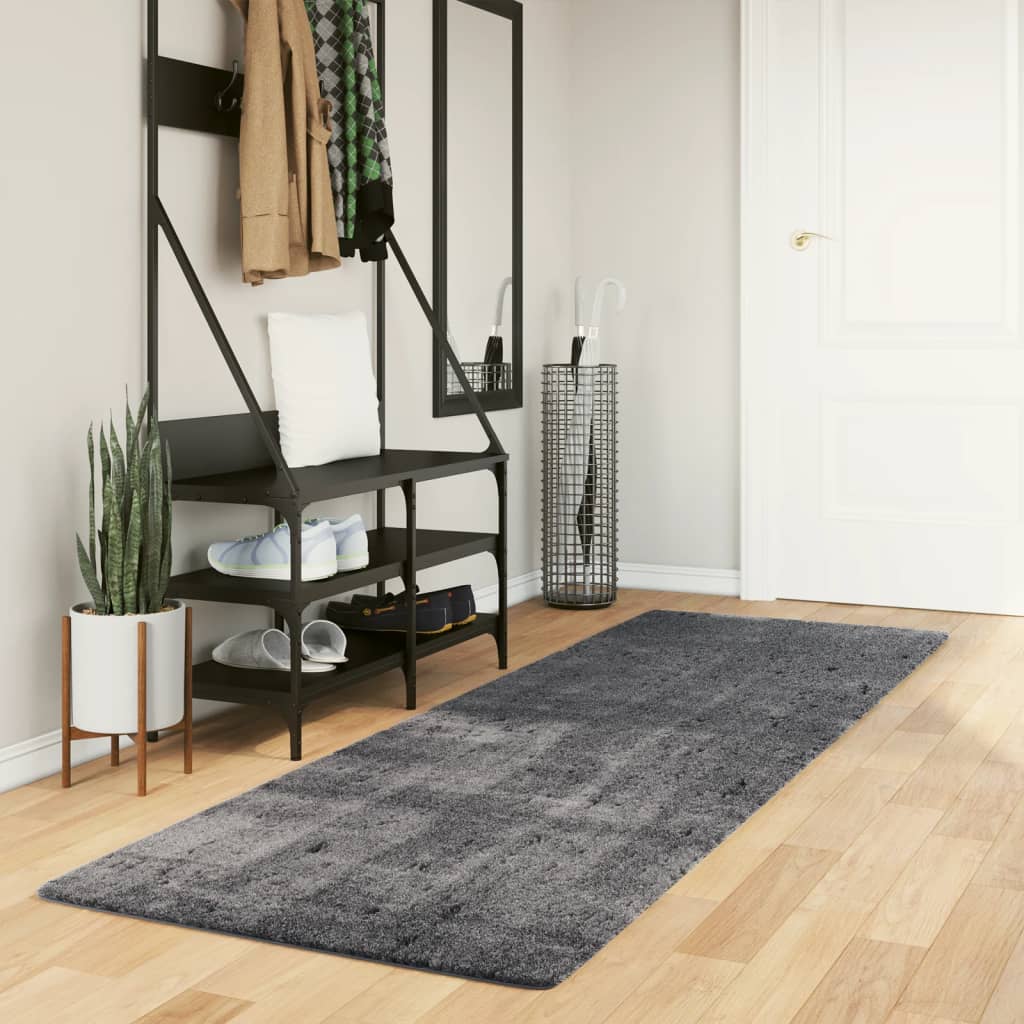 Bidaxl -mattan Huarte Låg -Pile Soft Washable 80x250 cm Anthracite