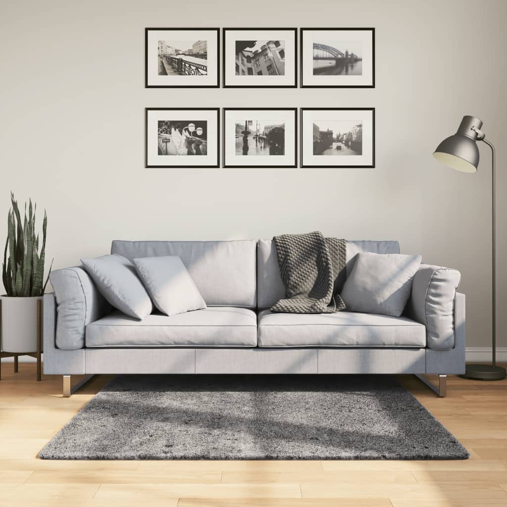 Vidaxl vloerkleed huarte laagpolig zacht wasbaar 120x120 cm antraciet