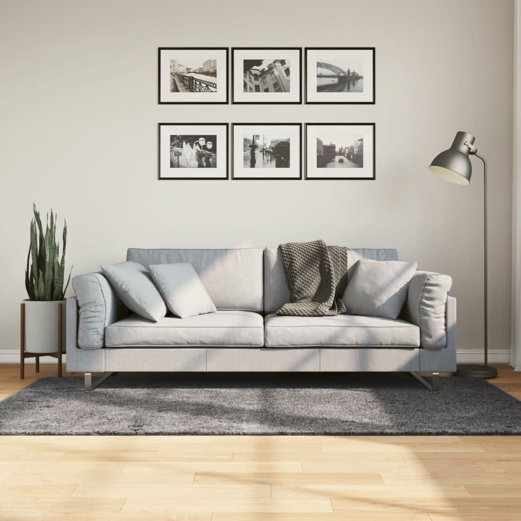 Vidaxl vloerkleed huarte laagpolig zacht wasbaar 120x170 cm antraciet