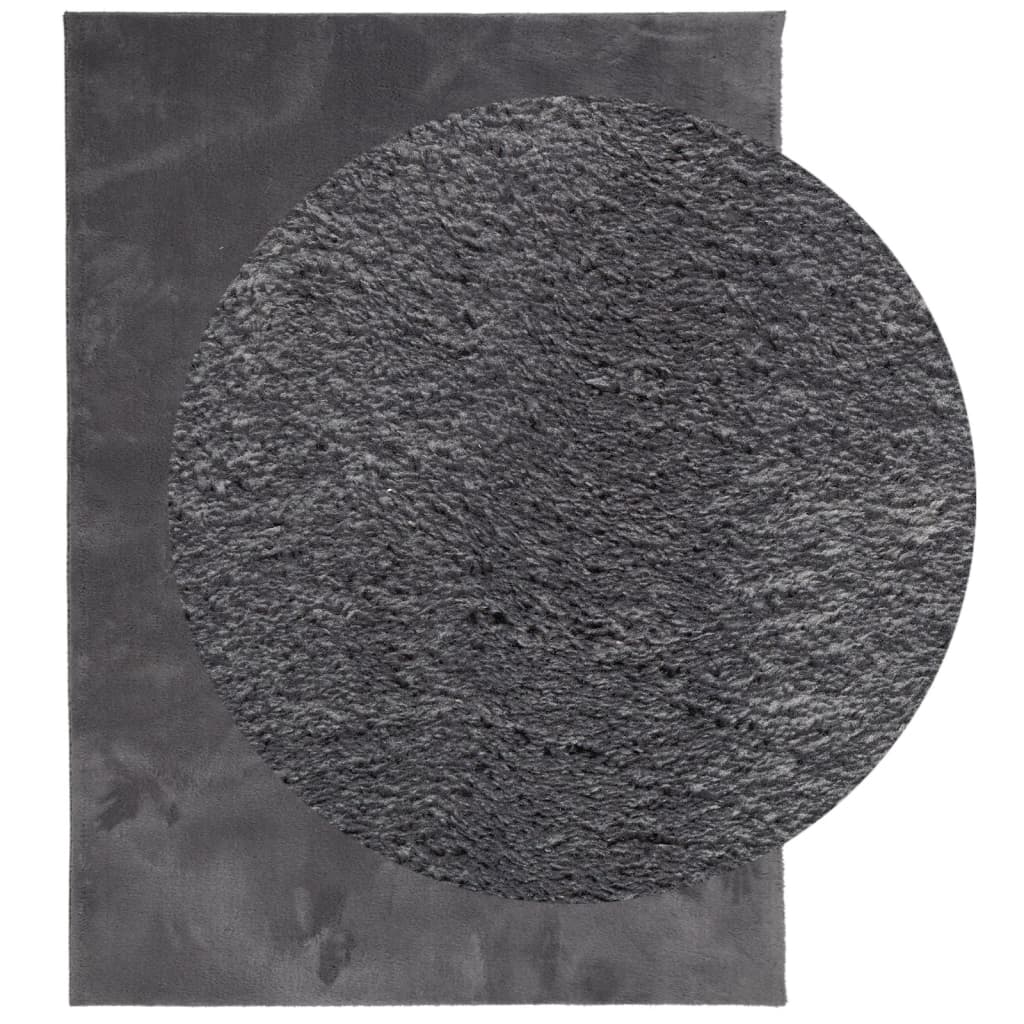 VidaXL tapis huarte poils courts doux lavable 140x200 cm anthracite