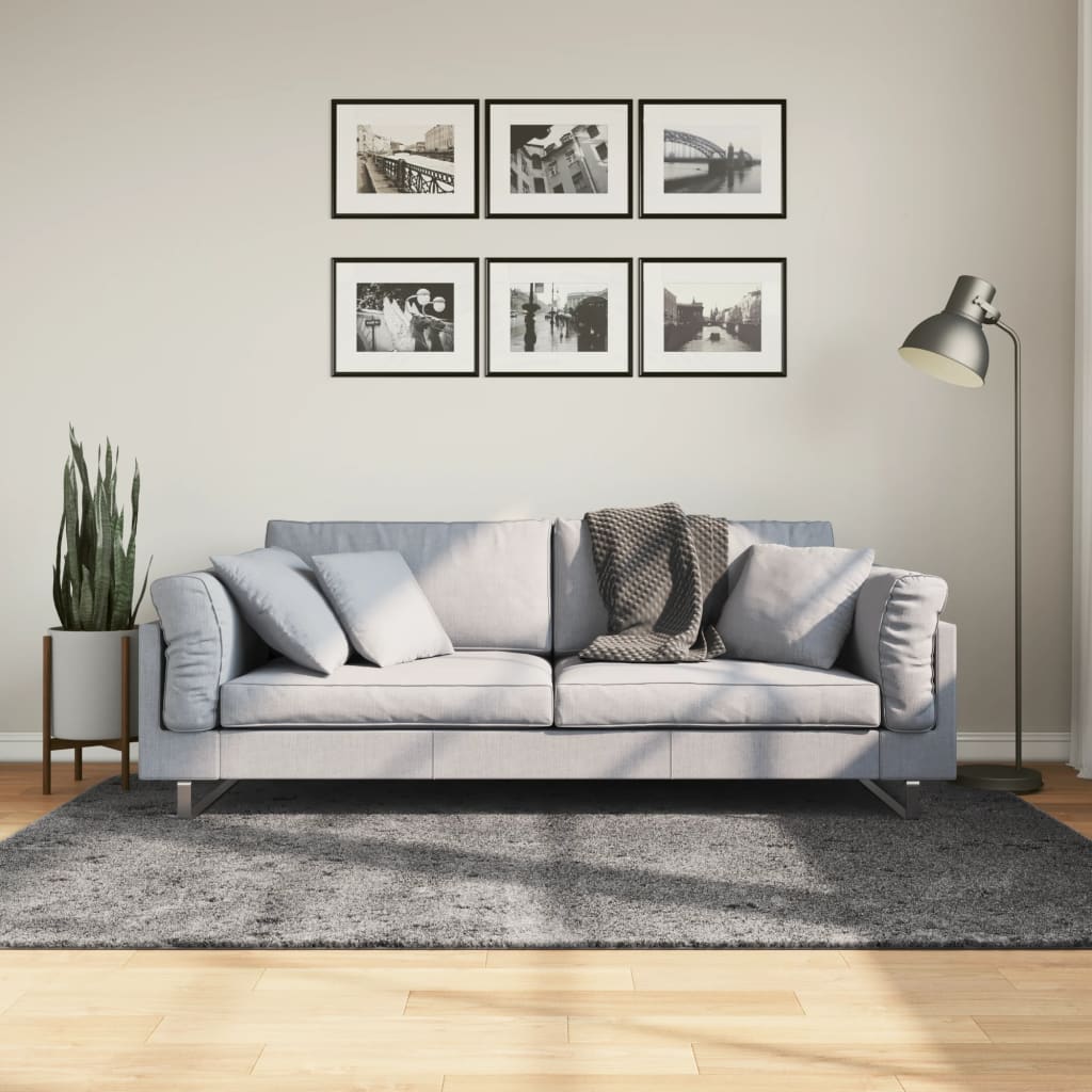 VidaXL tapis huarte poils courts doux lavable 140x200 cm anthracite