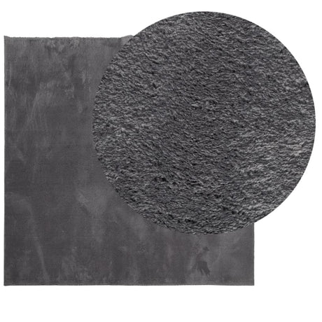 VidaXL tapis huarte poils courts doux lavable 160x160 cm anthracite