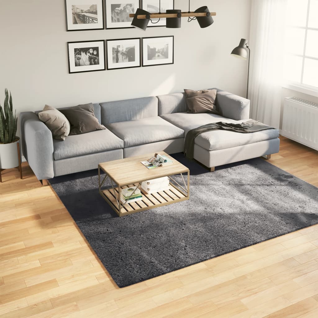 VidaXL tapis huarte poils courts doux lavable 240x240 cm anthracite