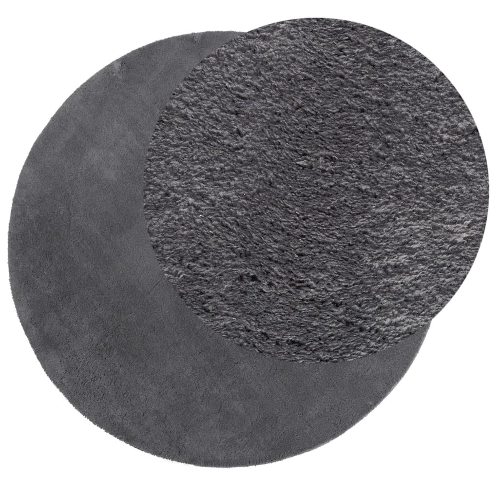Vidaxl tapis huarte poils courts doux lavable ø 80 cm anthracite