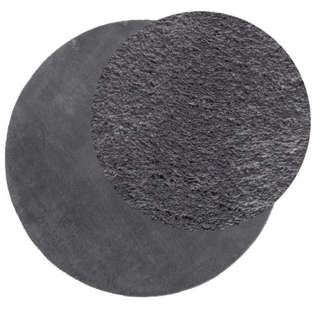 Vidaxl tapis huarte poils courts doux lavable ø 80 cm anthracite