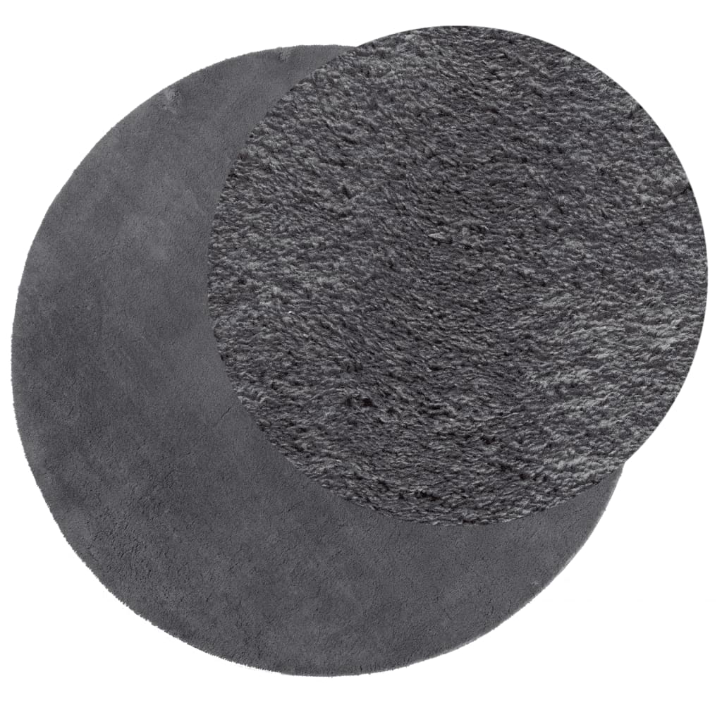 Vidaxl tapis huarte poils courts doux lavable ø 120 cm anthracite