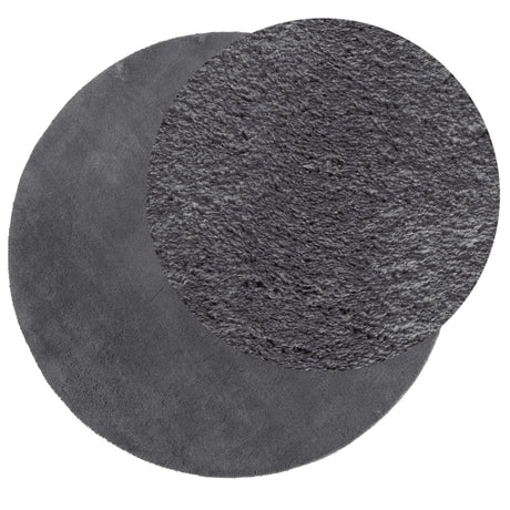 Vidaxl tapis huarte poils courts doux lavable ø 120 cm anthracite