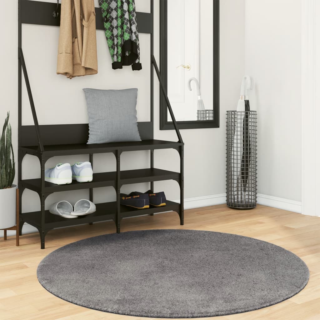 Vidaxl tapis huarte poils courts doux lavable ø 120 cm anthracite
