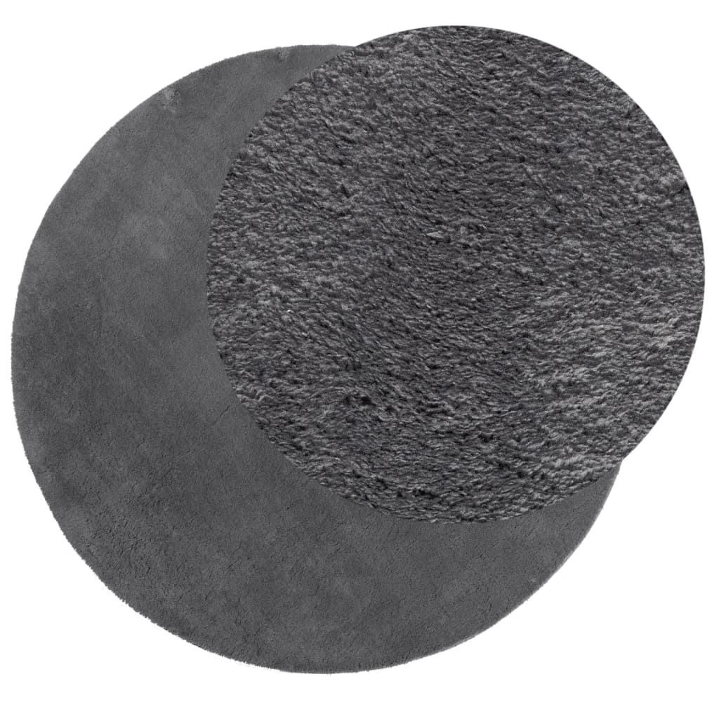 Vidaxl tapis huarte poils courts doux lavable ø 160 cm anthracite