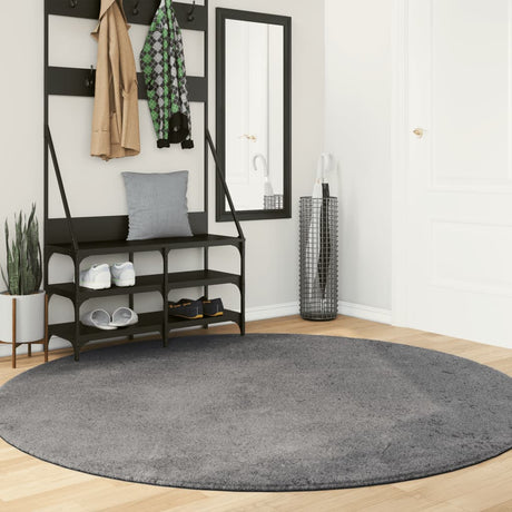 Vidaxl tapis huarte poils courts doux lavable ø 200 cm anthracite