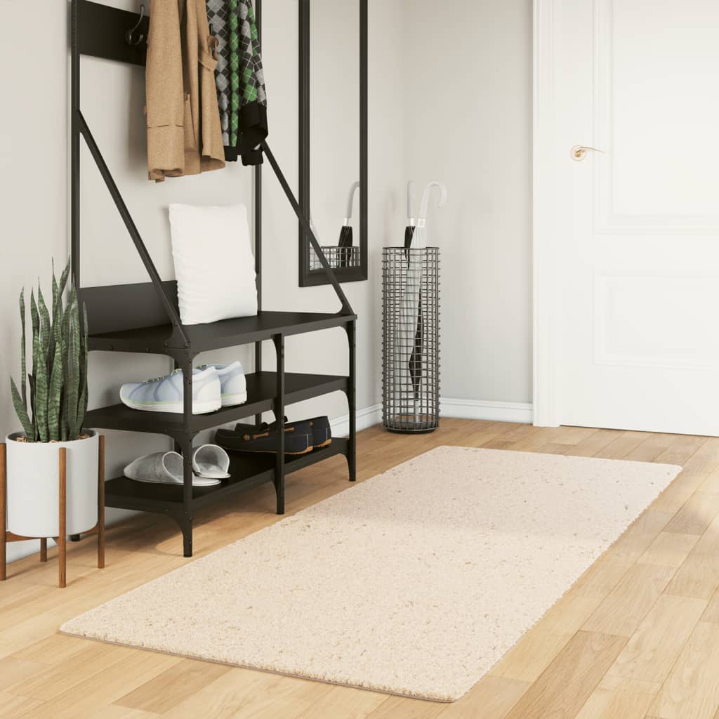VidaXL tapis huarte poils courts doux lavable 80x200 cm beige
