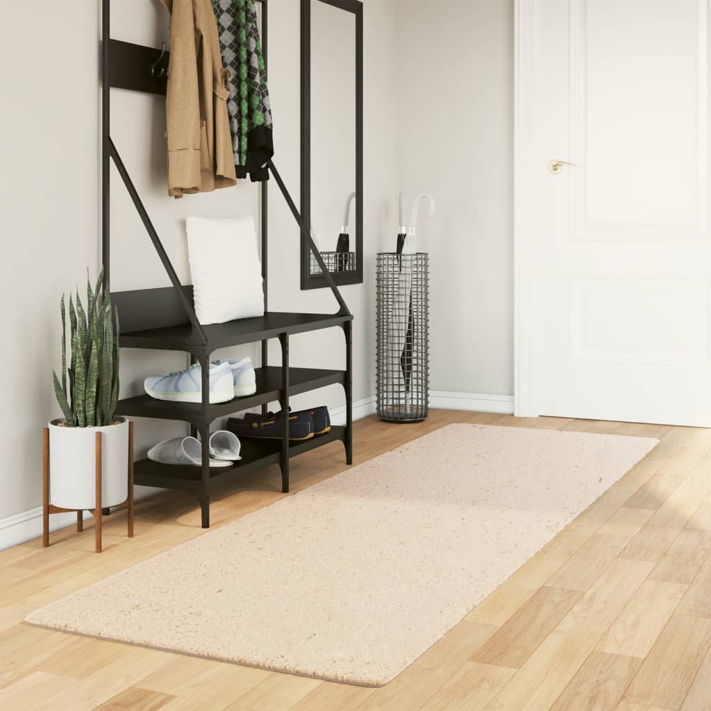 VidaXL tapis huarte poils courts doux lavable 80x250 cm beige