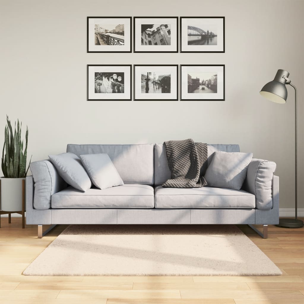 VidaXL tapis huarte poils courts doux lavable 120x120 cm beige