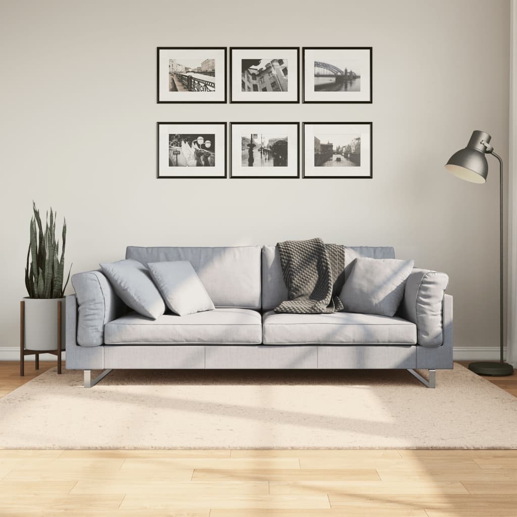 VidaXL tapis huarte poils courts doux lavable 140x200 cm beige