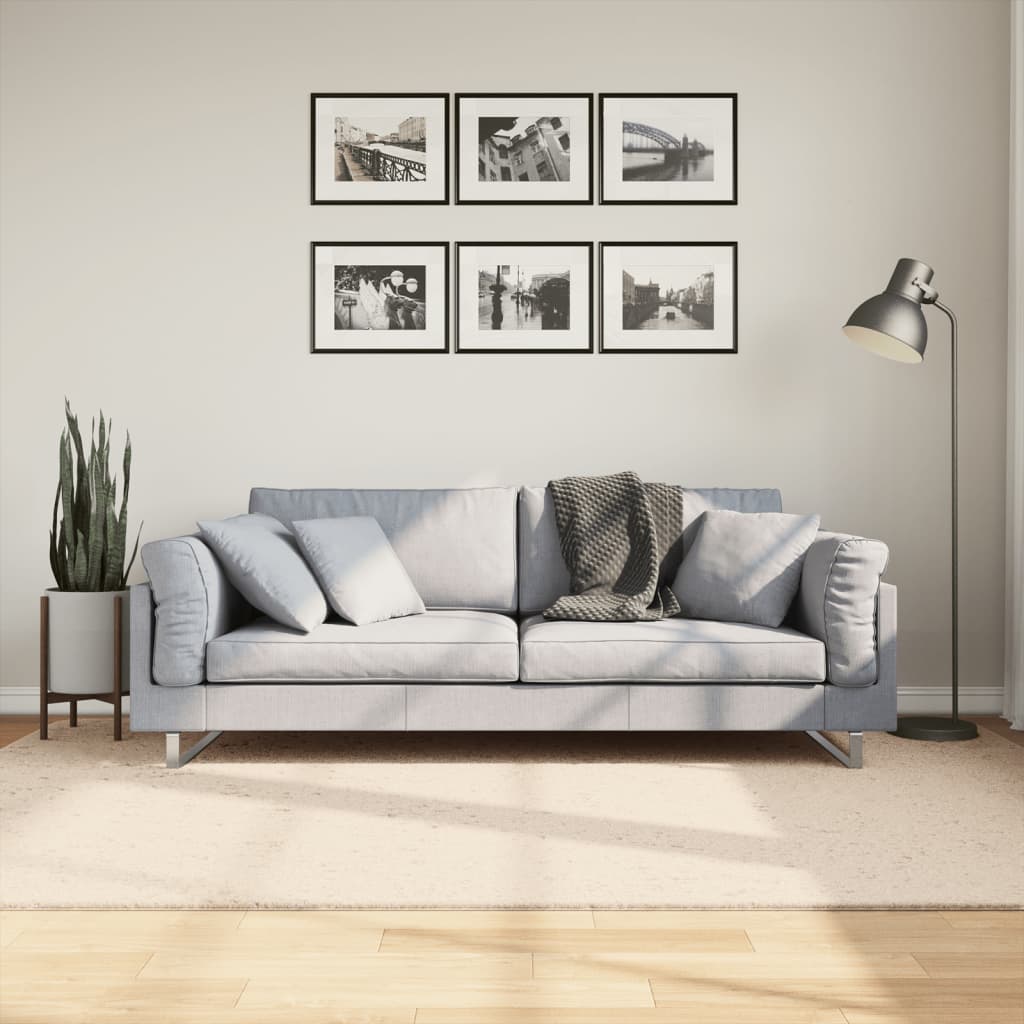 VidaXL tapis huarte poils courts doux lavable 160x230 cm beige