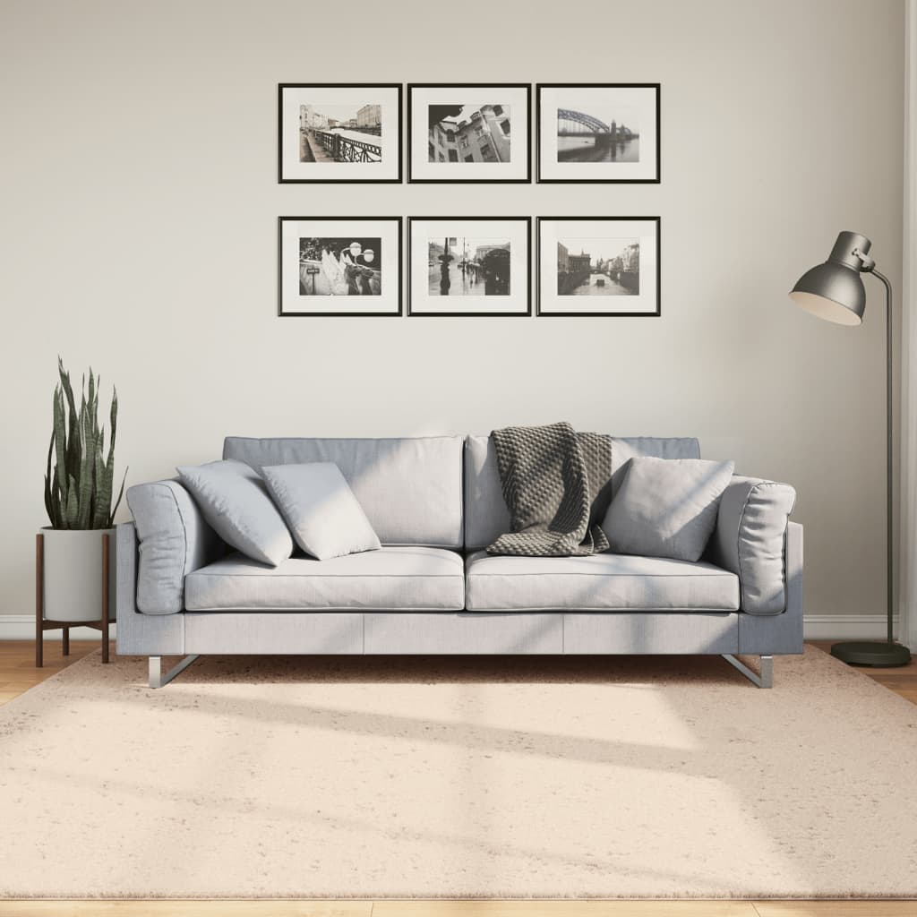 VidaXL tapis huarte poils courts doux lavable 200x200 cm beige
