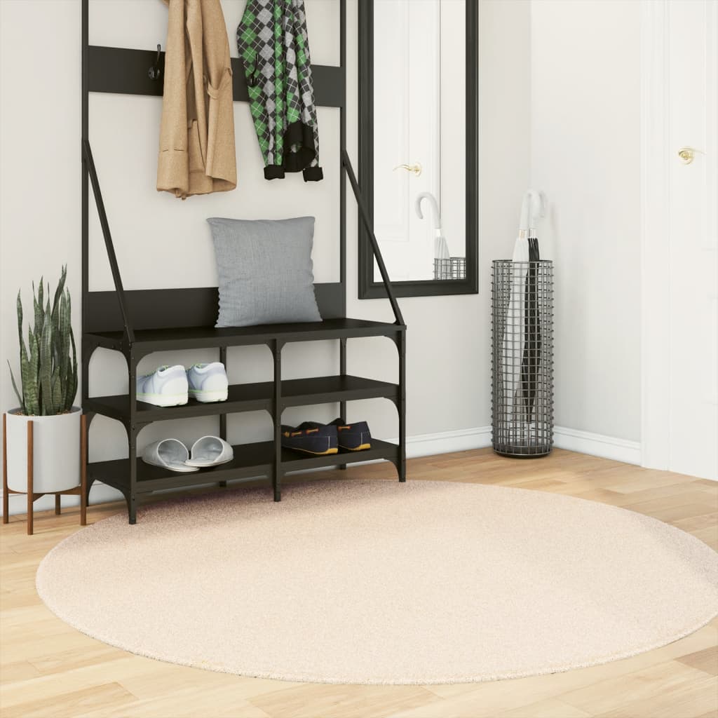Vidaxl tapis huarte poils courts doux lavable ø 160 cm beige