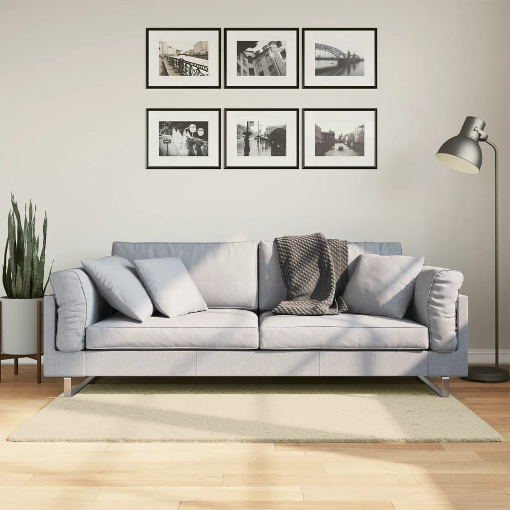 VidaXL tapis huarte poils courts doux lavable 80x150 cm crème
