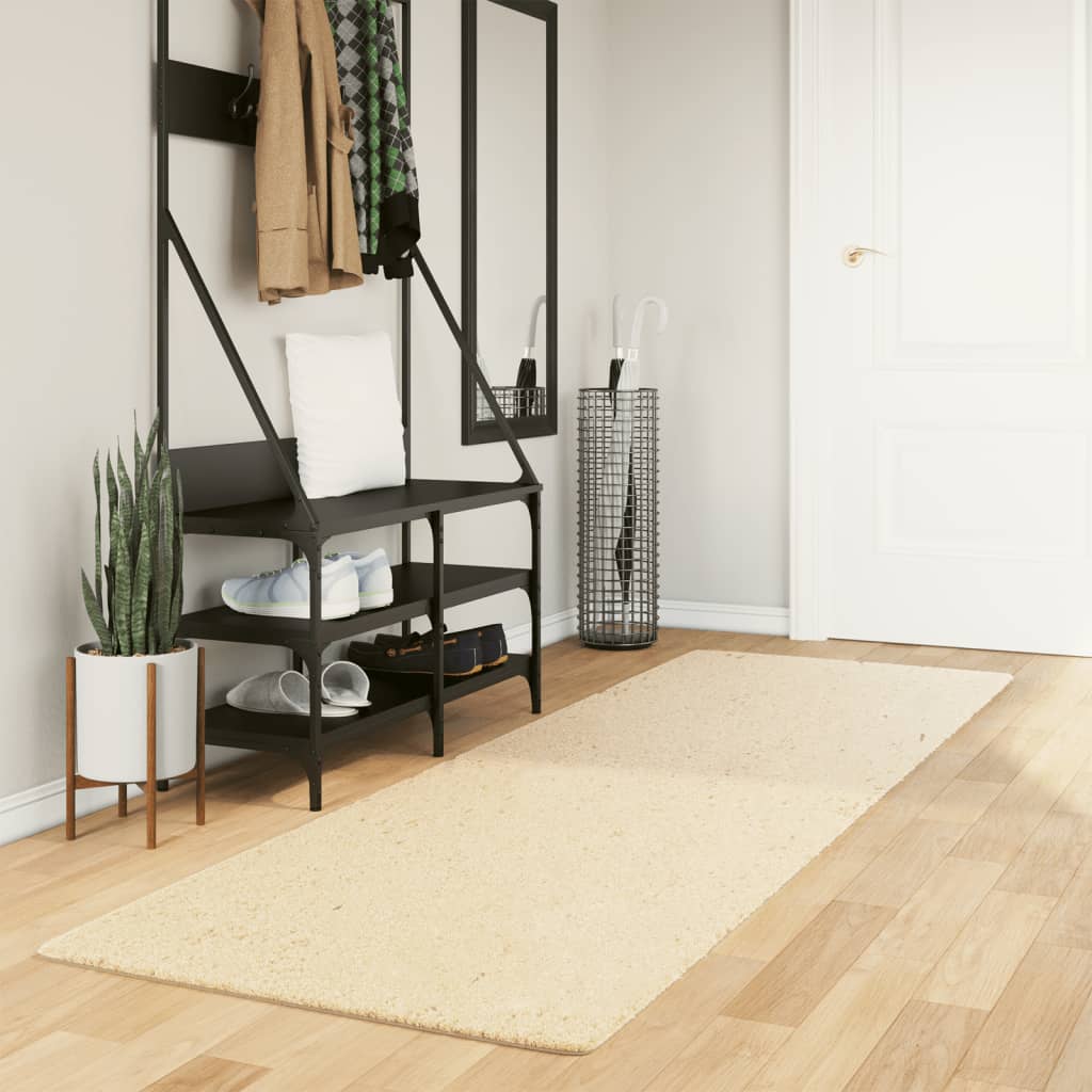 Vidaxx tapis huarte poils courts doux lavable 80x250 cm crème