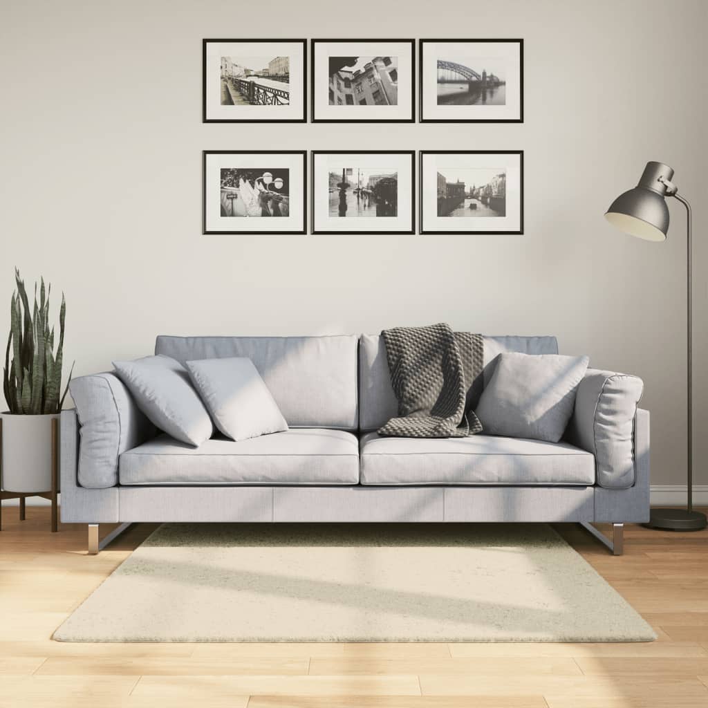VidaXL tapis huarte poils courts doux lavable 120x120 cm crème