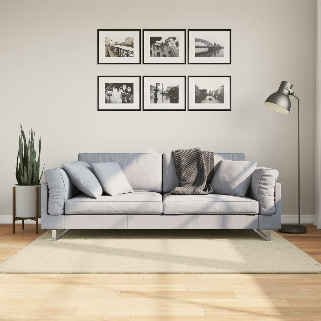 VidaXL tapis huarte poils courts doux lavable 120x170 cm crème