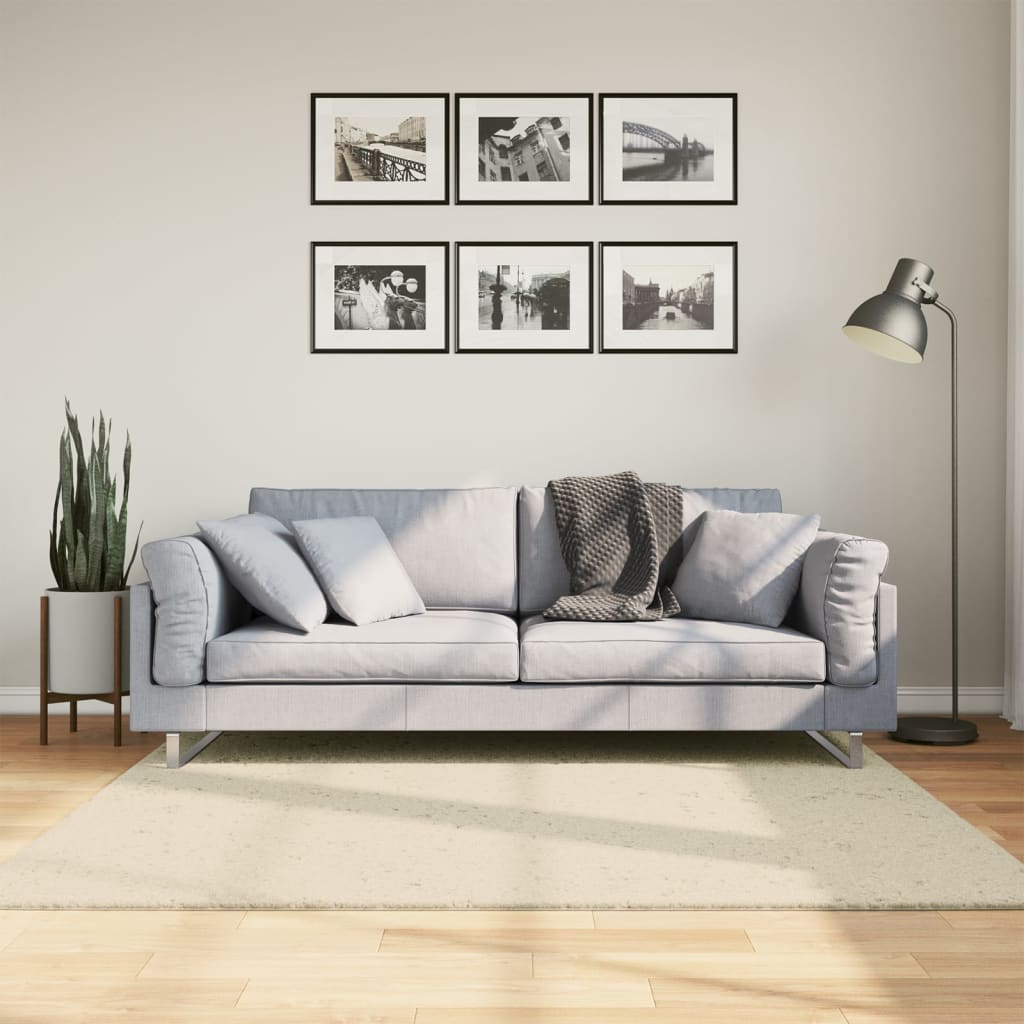 VidaXL tapis huarte poils courts doux lavable 160x160 cm crème