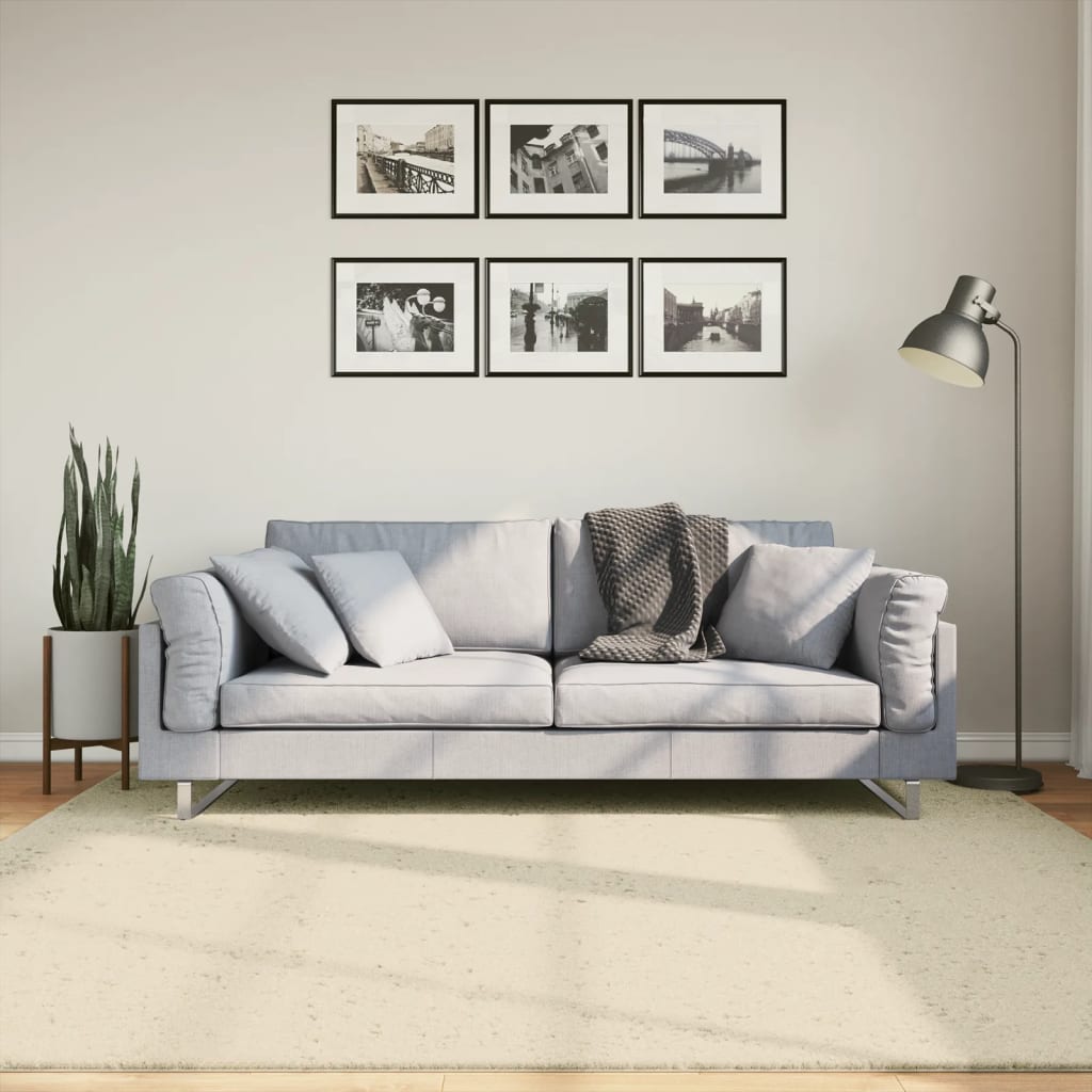 VidaXL tapis huarte poils courts doux lavable 200x200 cm crème