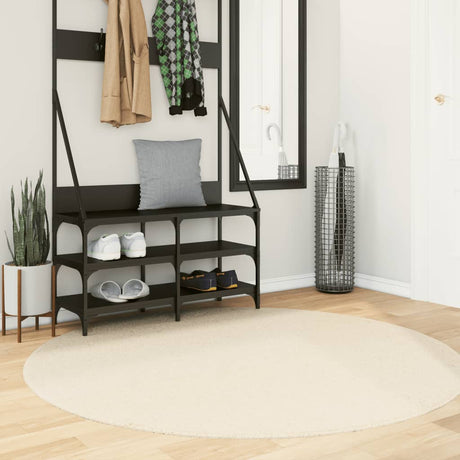 Vidaxl tapis huarte poils courts doux lavable ø 160 cm crème