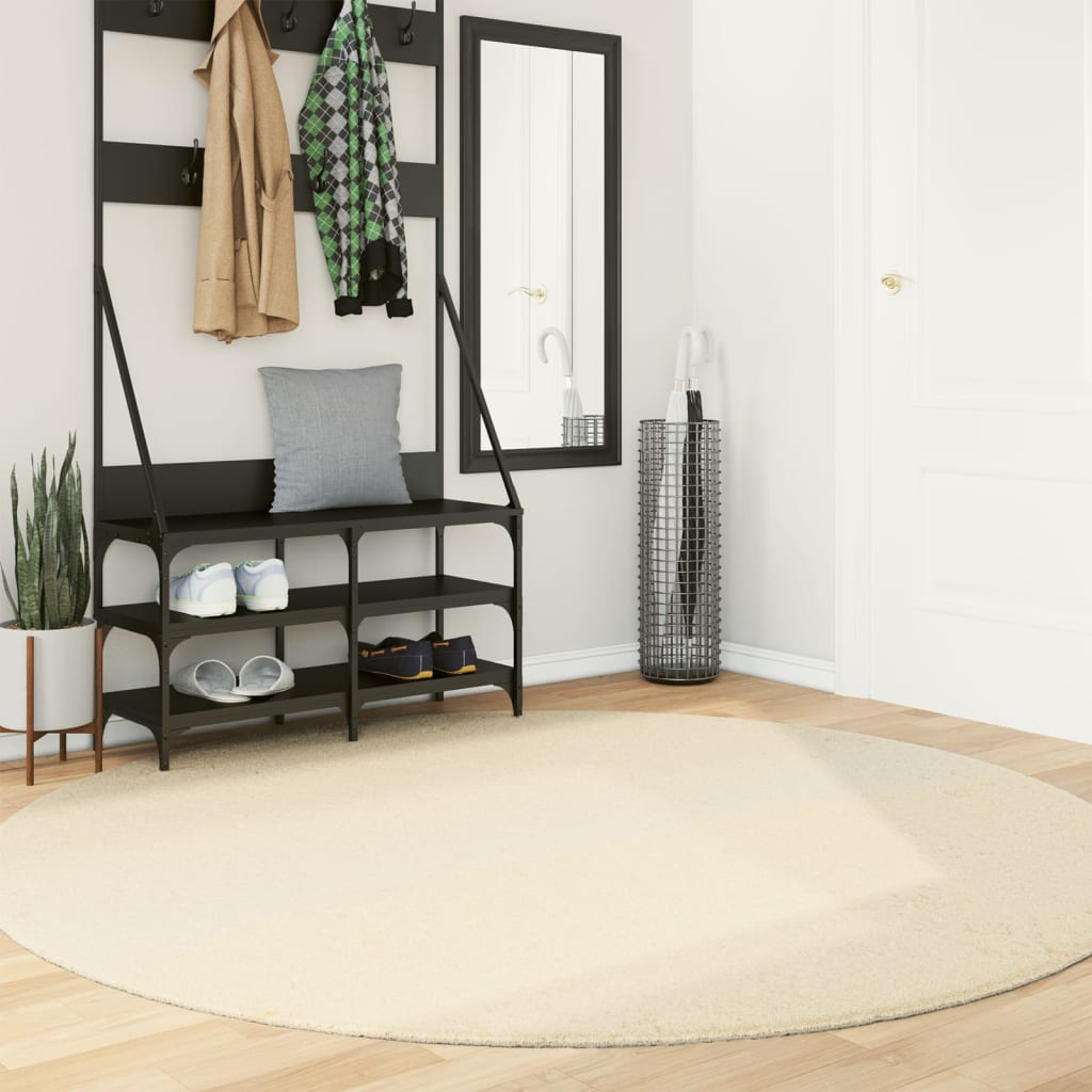 Vidaxl Rug Huarte Low -Pole Myk vaskbar Ø 200 cm krem