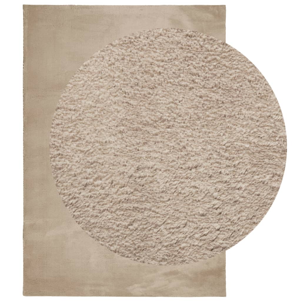 VidaXL tapis huarte poils courts doux lavable 140x200cm couleur sable