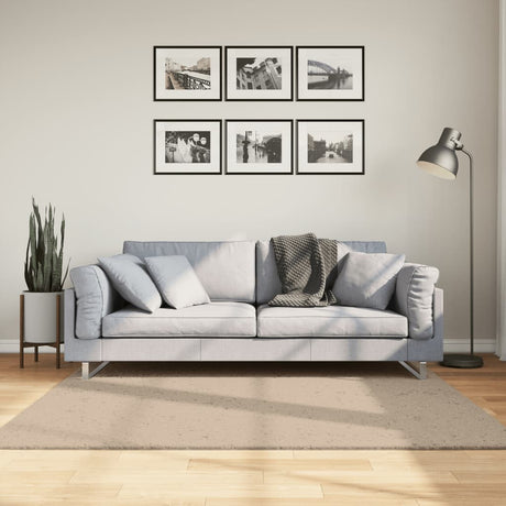 Vidaxx tapis huarte poils courts doux lavable 160x160cm couleur sable