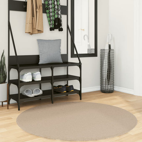 Vidaxl tapis huarte poils courts doux lavable ø 120 cm couleur sable