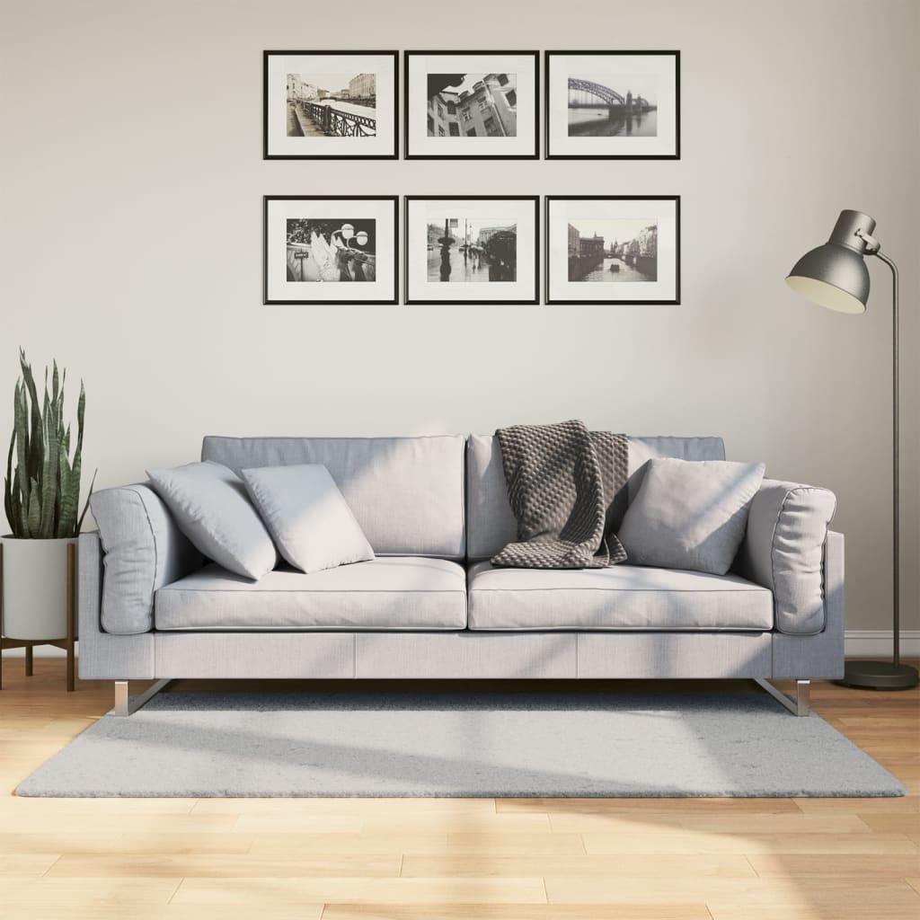 VidaXL tapis huarte poils courts doux lavable 80x150 cm gris