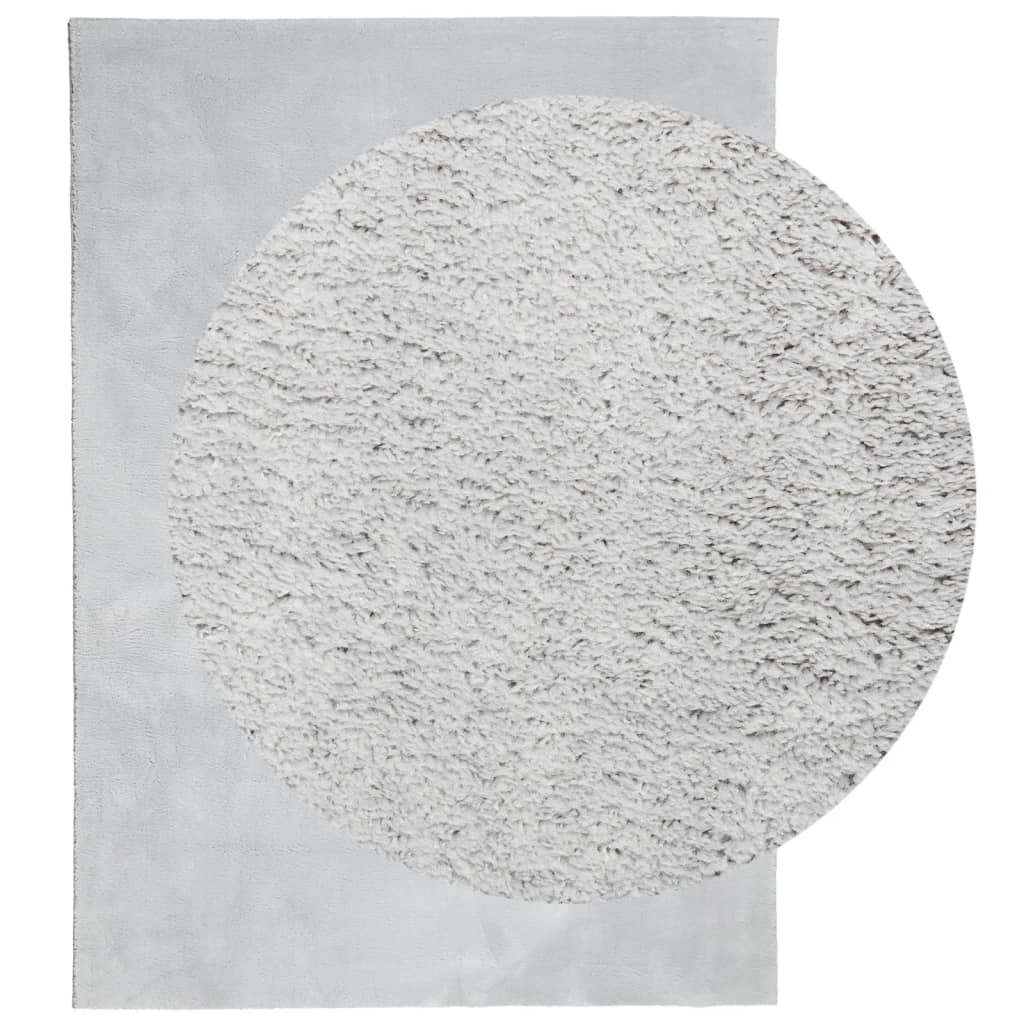 Vidaxl rug harte low -pole mëll ass wäschen 140x200 cm Grey