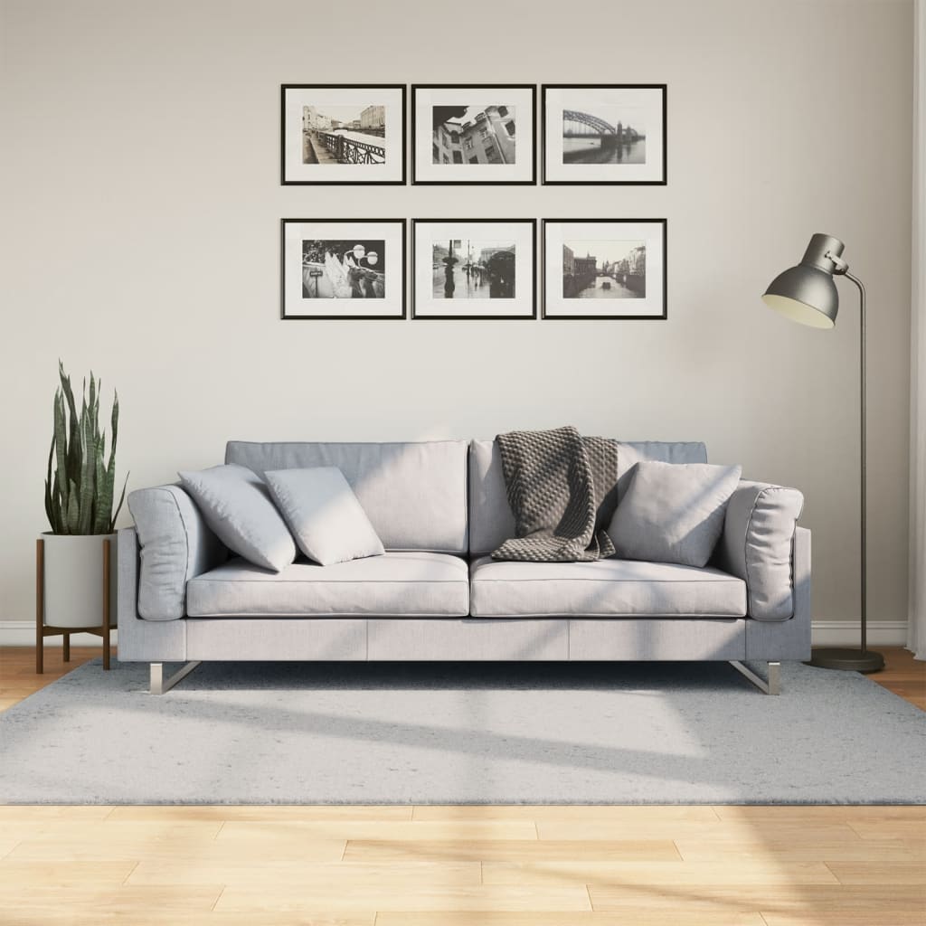 Vidaxl rug harte low -pole mëll ass wäschen 140x200 cm Grey